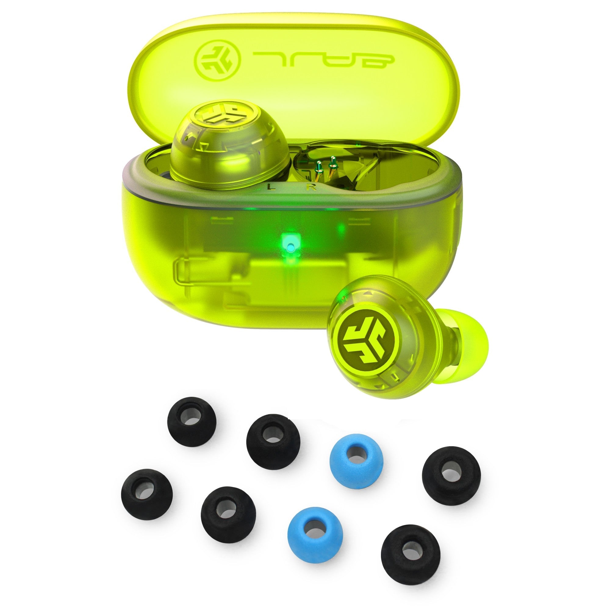 Go Pop ANC Transparent Teal + Tips - Transparent Neon Green