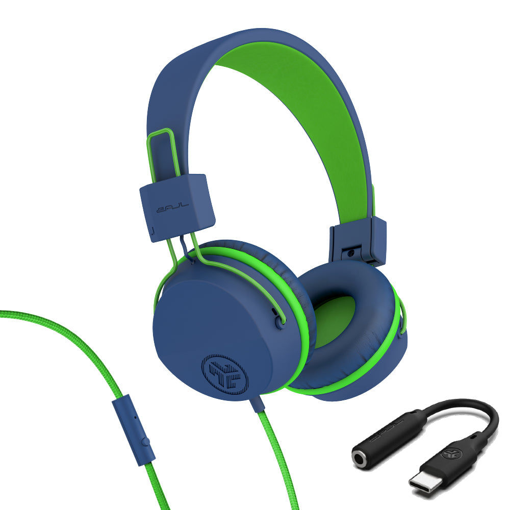 JBuddies Studio On-Ear Kids Wired Type-C Headphones Pink - Blue/Green