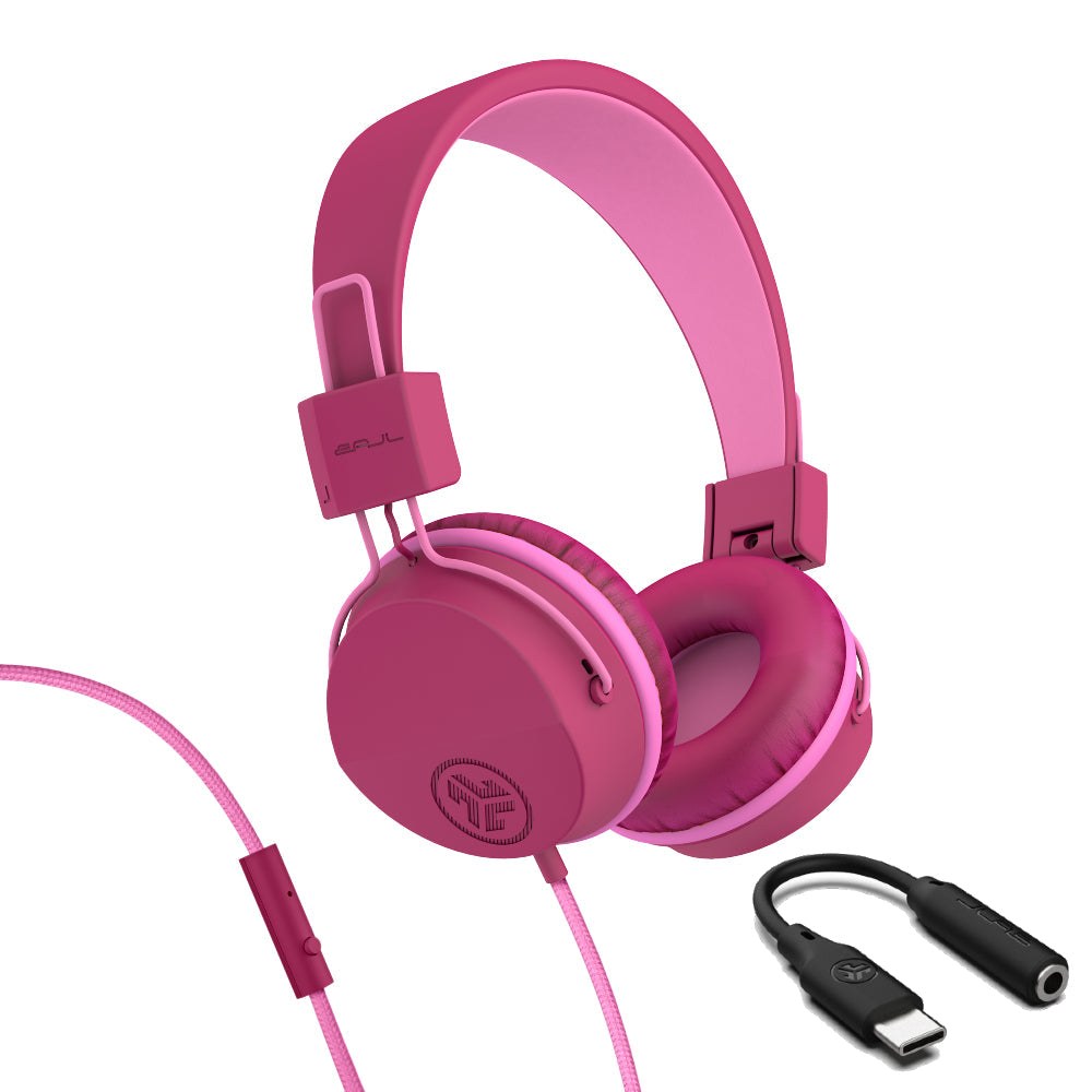 JBuddies Studio On-Ear Kids Wired Type-C Headphones Pink - Dark Pink